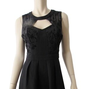 BCBGeneration Floral Sheer Diamond Pleat Sexy Cocktail Skater Dress